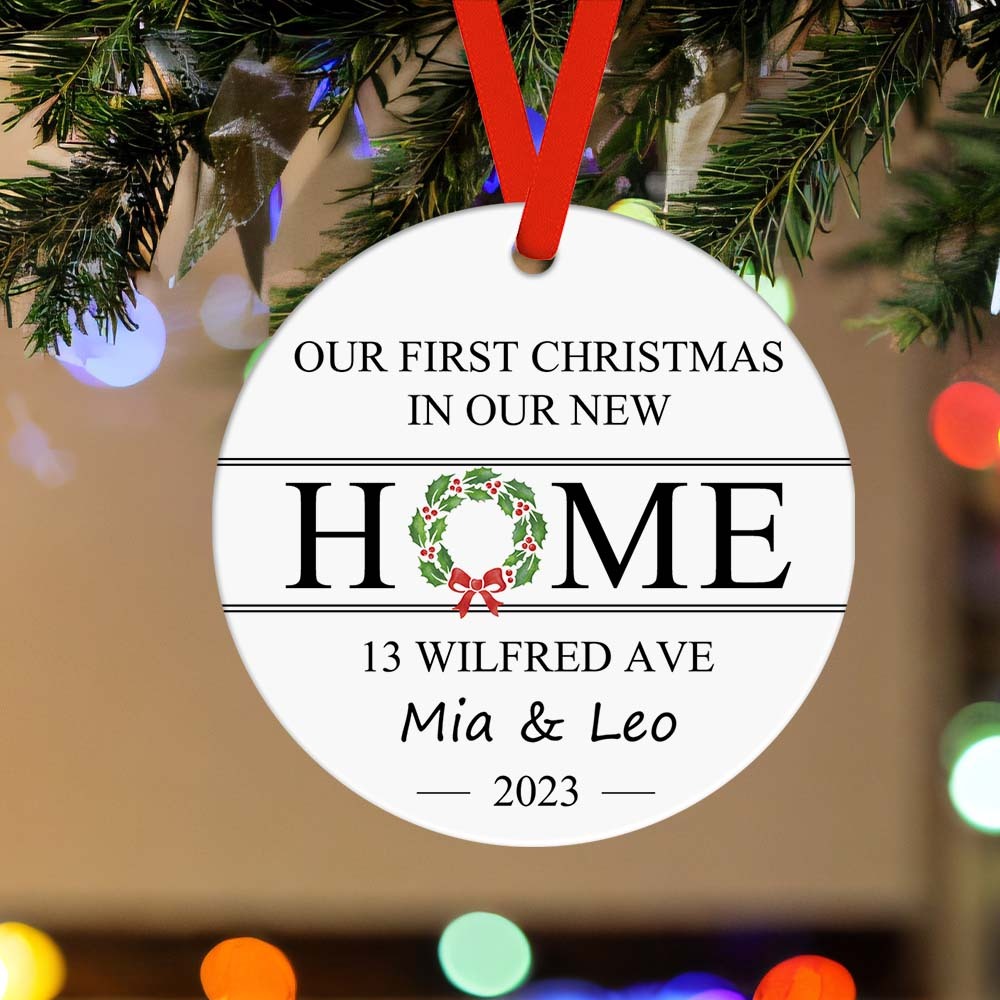 First Christmas in Our New Home Custom Name and Address Ornament 2023 Christmas Gift-Blongser