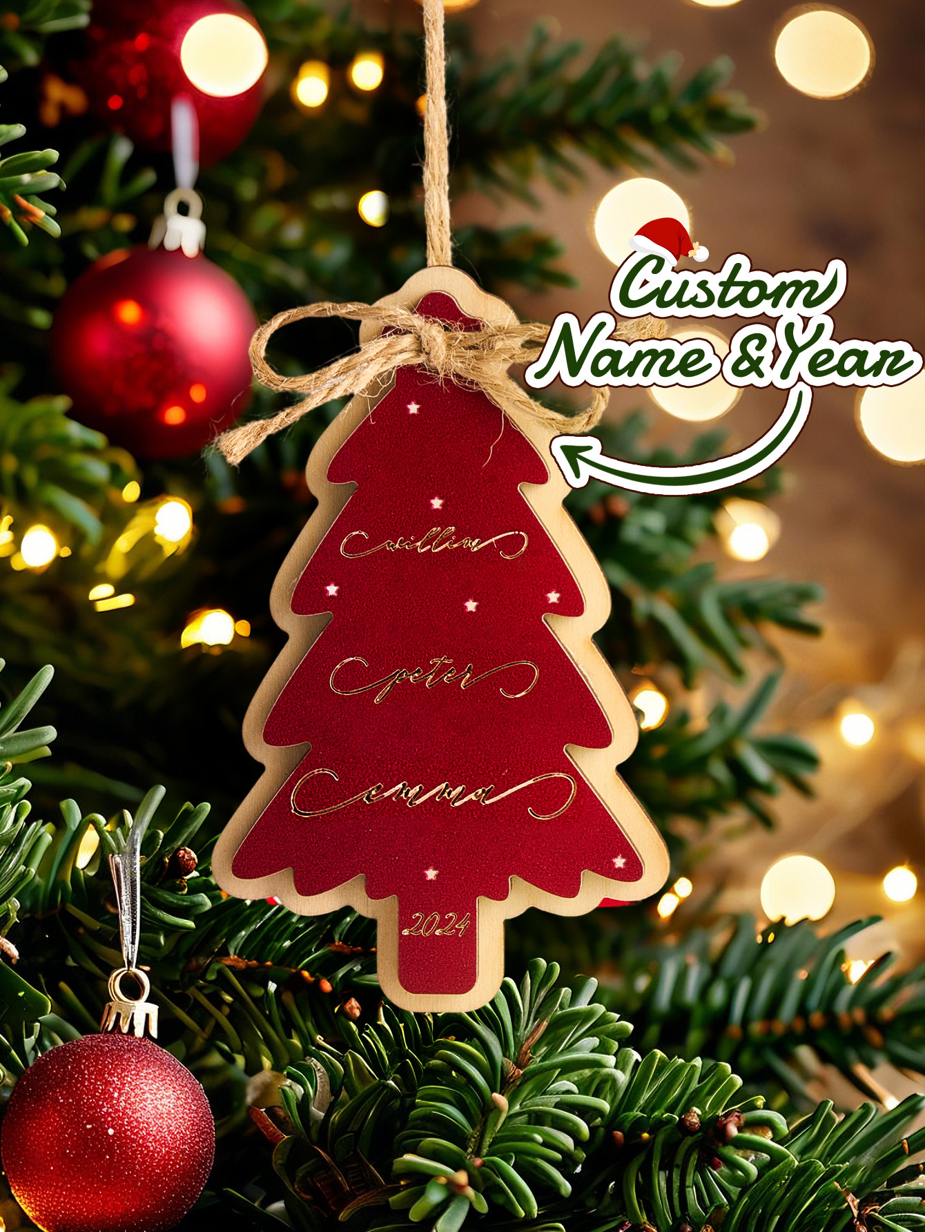 Personalized Family Christmas Ornament Christmas Tree with Family Names Ornament-Blongser