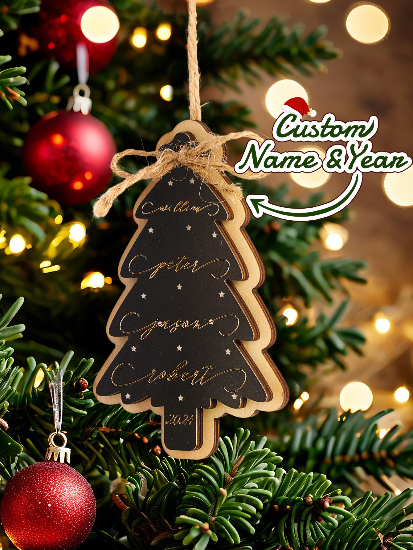 Personalized Family Christmas Ornament Christmas Tree with Family Names Ornament-Blongser