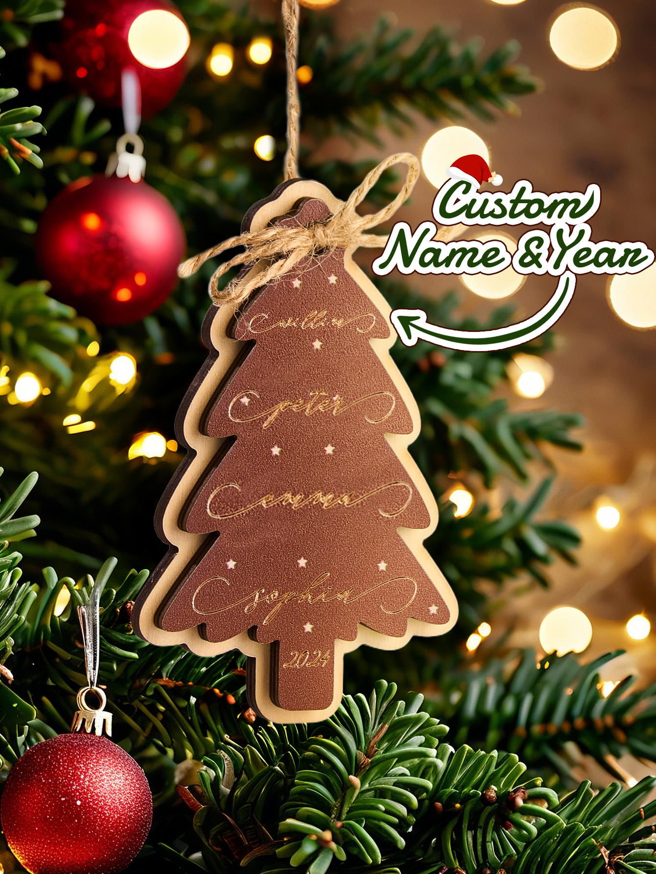 Personalized Family Christmas Ornament Christmas Tree with Family Names Ornament-Blongser