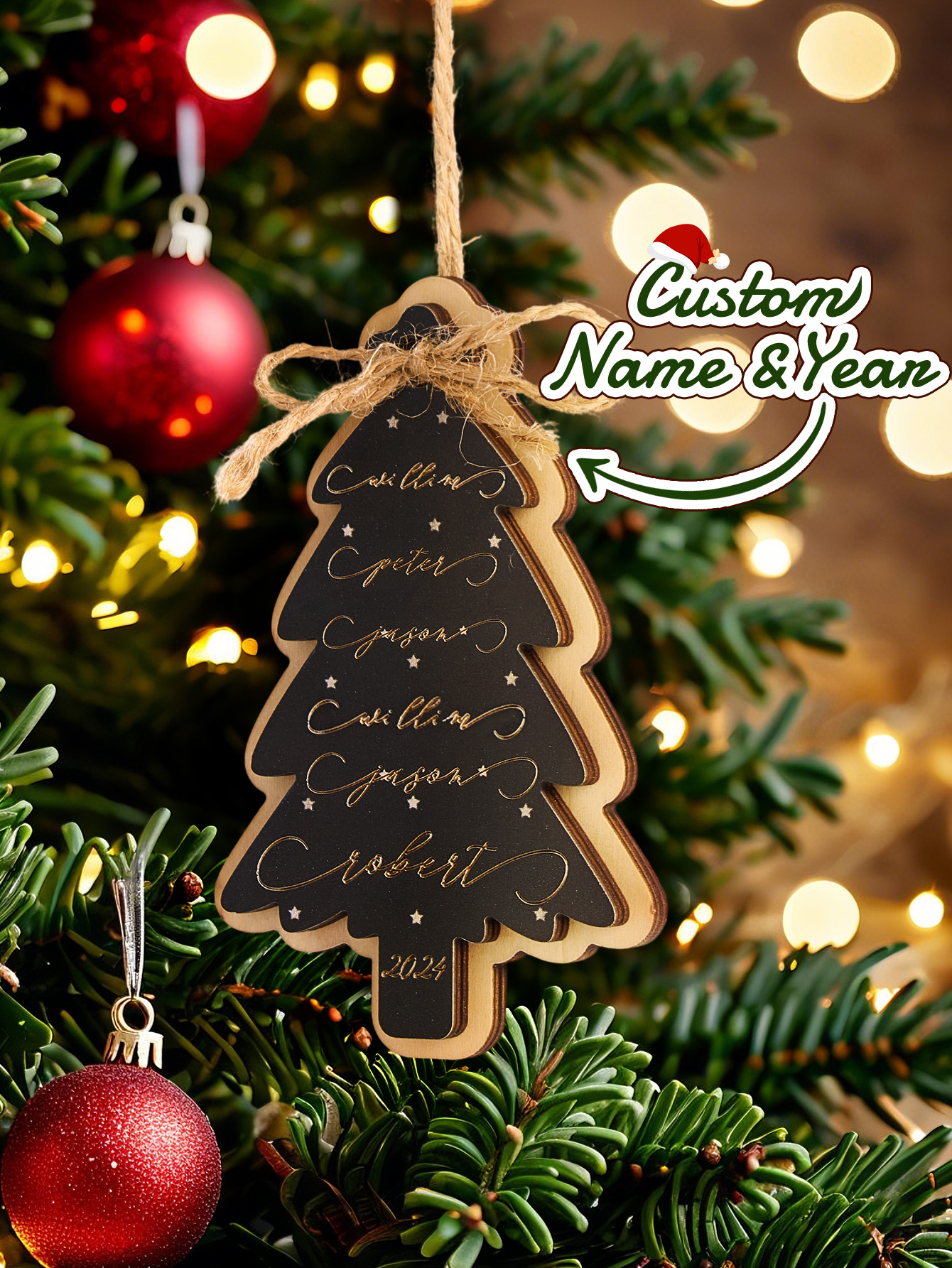 Personalized Family Christmas Ornament Christmas Tree with Family Names Ornament-Blongser