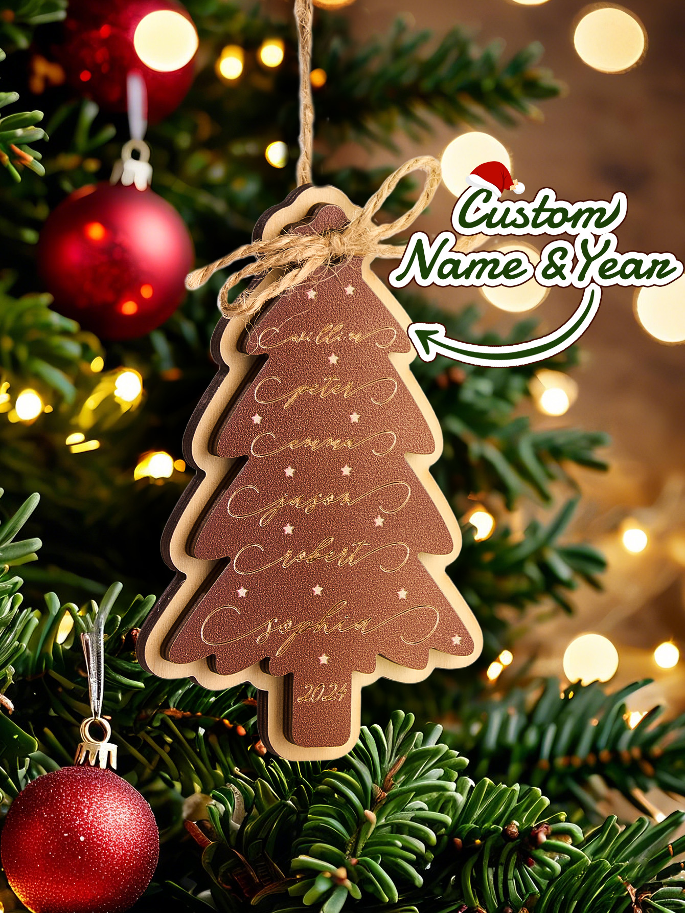 Personalized Family Christmas Ornament Christmas Tree with Family Names Ornament-Blongser