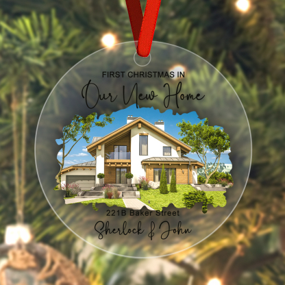 Personalized New Home Photo Hanging Ornament - Custom Watercolor Housewarming Gift-Blongser