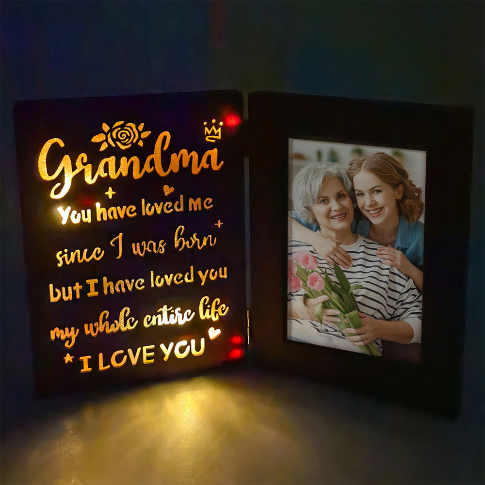Personalized Photo Frame with Lights Gift for Father Mother Lover-Blongser