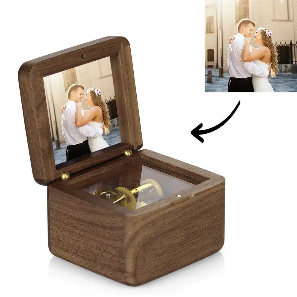 Personalized Wooden Vintage Photo Music Box-Blongser