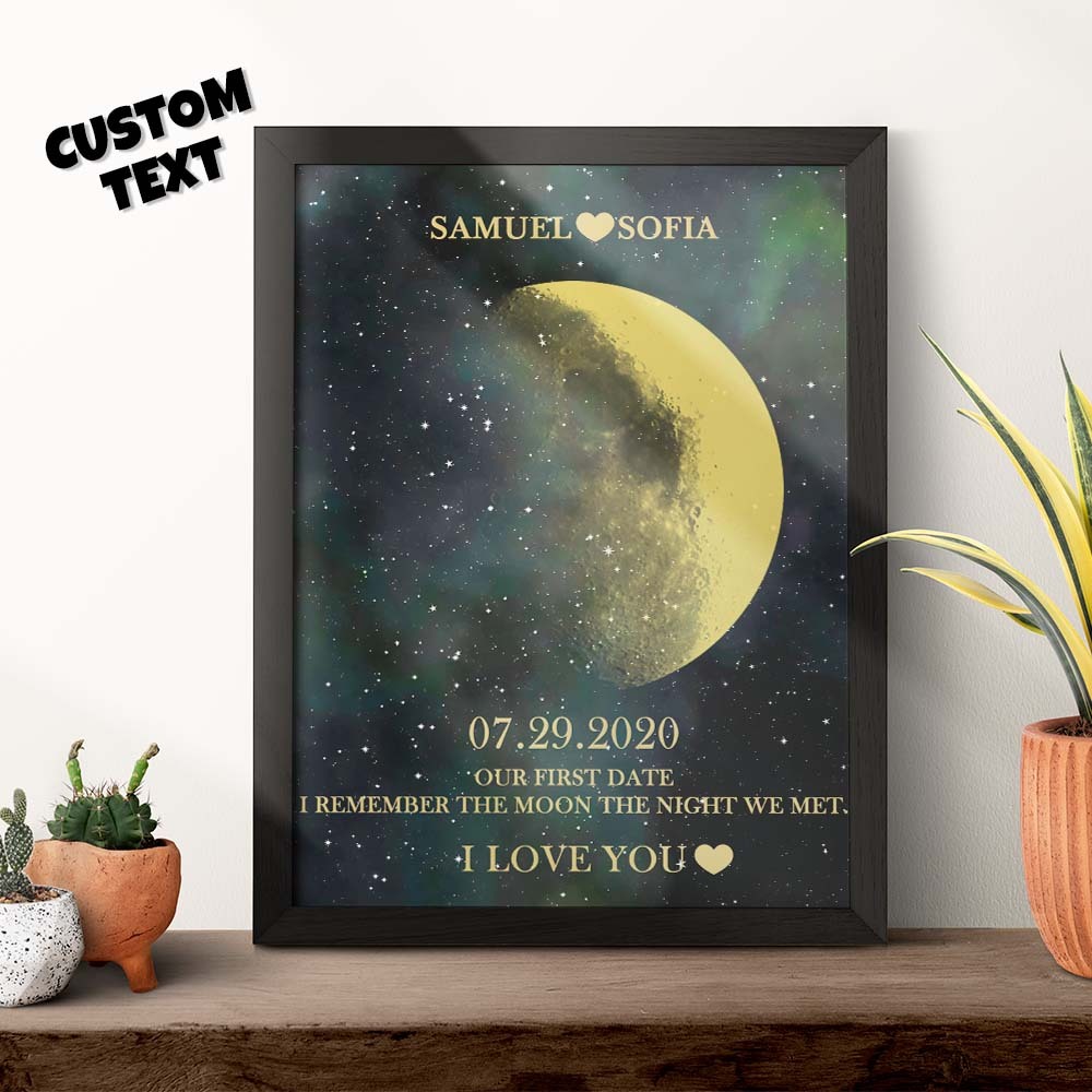 Custom Moon Phase Gold Print Frame Gifts for Birthday and Anniversary-Blongser