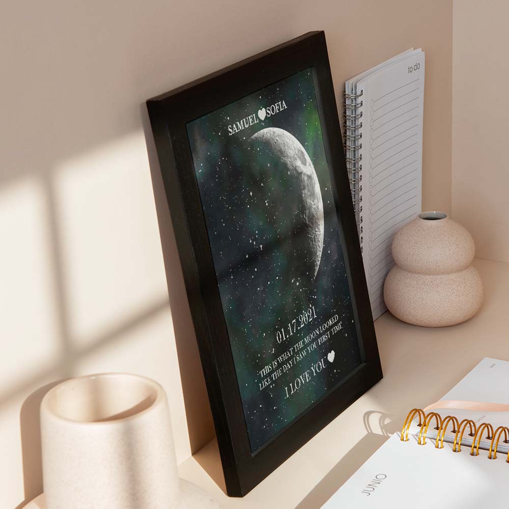 Custom Moon Phase Print Frame Anniversary Gifts for Her-Blongser