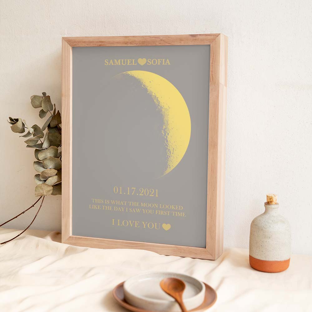 Custom Moon Phase Gold Print Frame Gifts for Birthday and Anniversary-Blongser