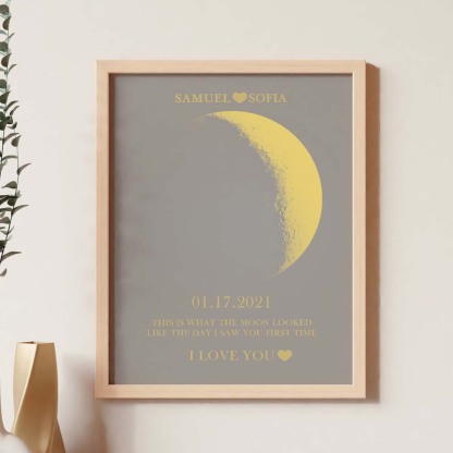 Custom Moon Phase Gold Print Frame Gifts for Birthday and Anniversary-Blongser