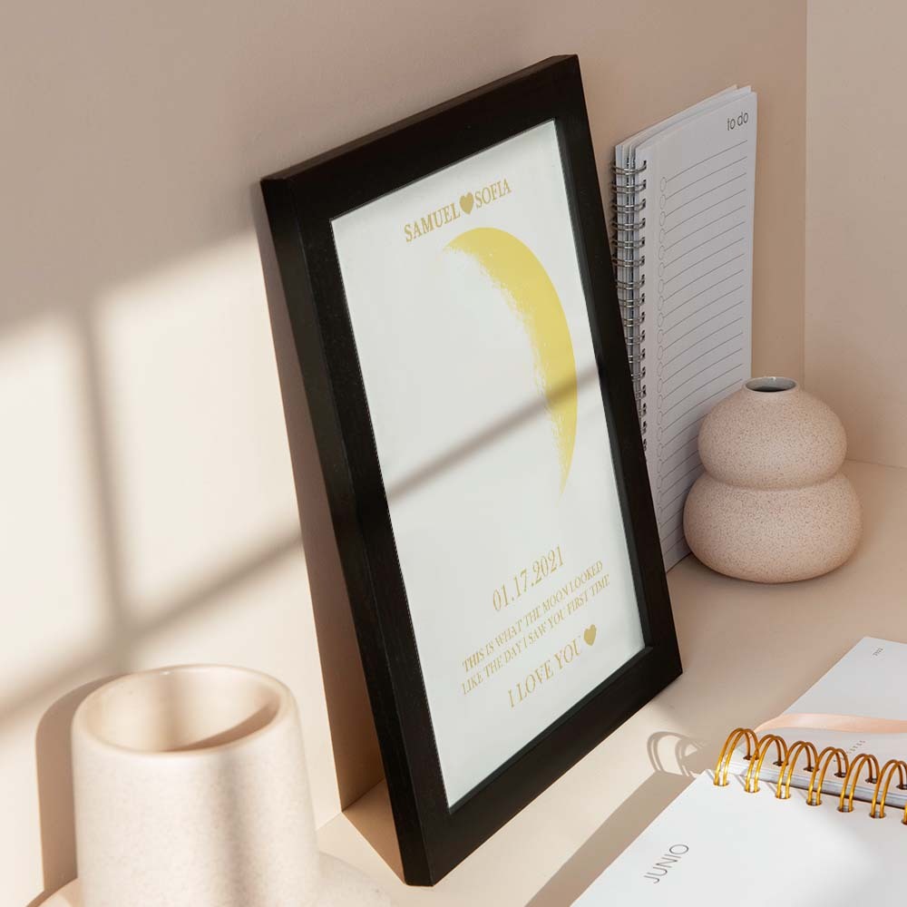 Custom Moon Phase Gold Print Frame Gifts for Birthday and Anniversary-Blongser