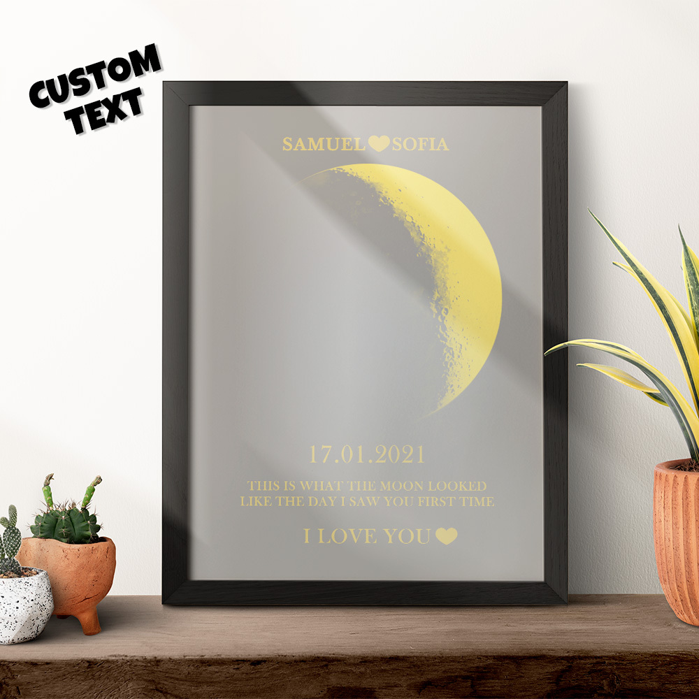 Custom Moon Phase Gold Print Frame Gifts for Birthday and Anniversary-Blongser