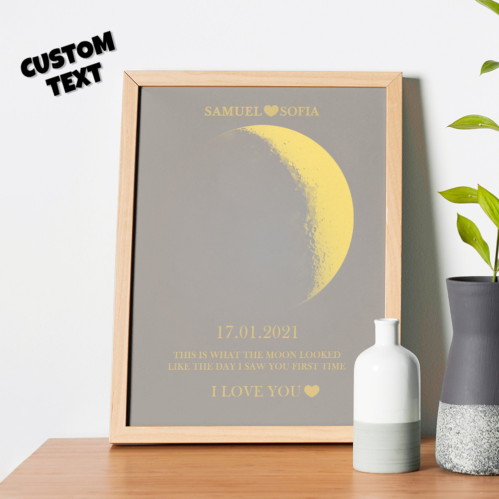 Custom Moon Phase Gold Print Frame Gifts for Birthday and Anniversary-Blongser