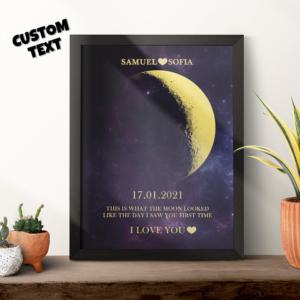 Custom Moon Phase Gold Print Frame Gifts for Birthday and Anniversary-Blongser