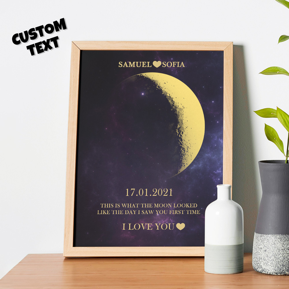 Custom Moon Phase Gold Print Frame Gifts for Birthday and Anniversary-Blongser