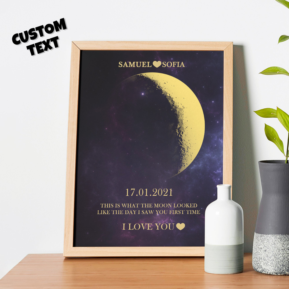 Custom Moon Phase Gold Print Frame Gifts for Birthday and Anniversary-Blongser