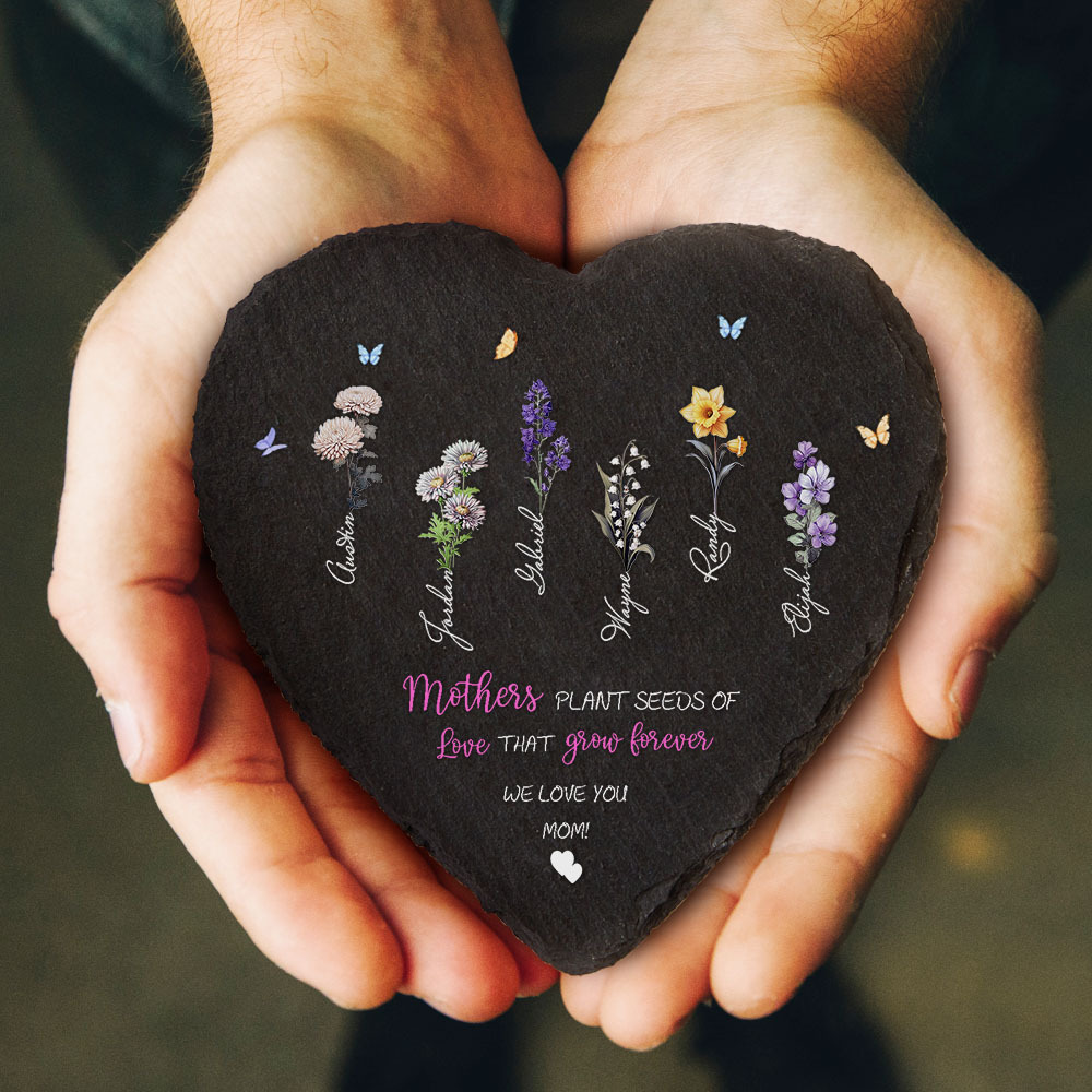 Custom Birth Flowers Garden Stone Personalized Grandma's Garden Stone for Mother's Day Gift-Blongser