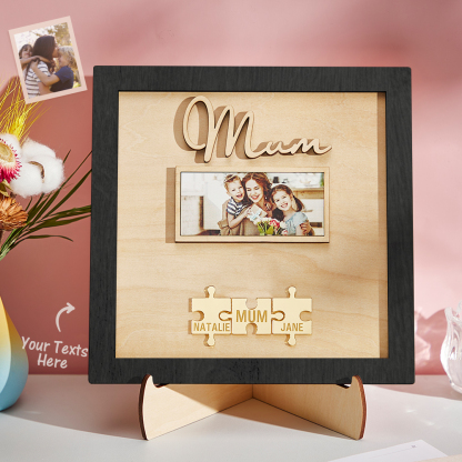 Custom Photo Engraved Ornament Mother's Day Puzzle Wooden Commemorate Gifts-Blongser