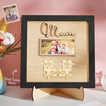 Custom Photo Engraved Ornament Mother's Day Puzzle Wooden Commemorate Gifts-Blongser