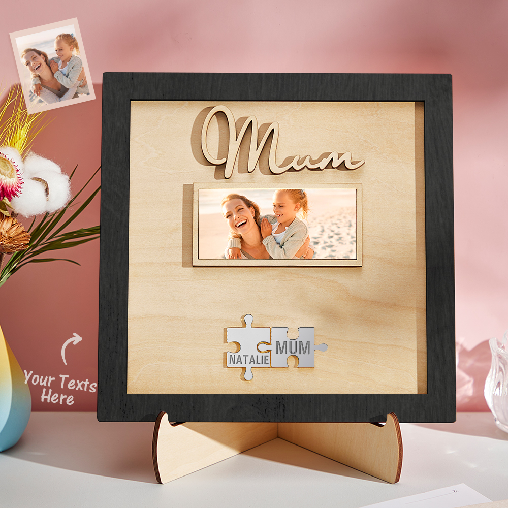 Custom Photo Engraved Ornament Mother's Day Puzzle Wooden Commemorate Gifts-Blongser