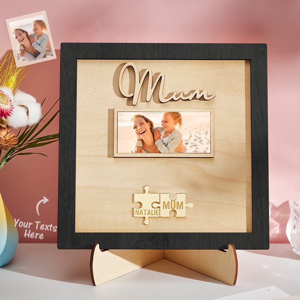 Custom Photo Engraved Ornament Mother's Day Puzzle Wooden Commemorate Gifts-Blongser