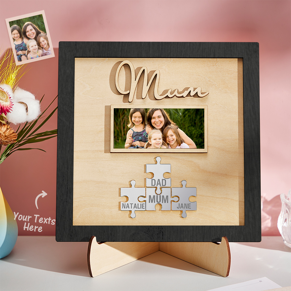 Custom Photo Engraved Ornament Mother's Day Puzzle Wooden Commemorate Gifts-Blongser