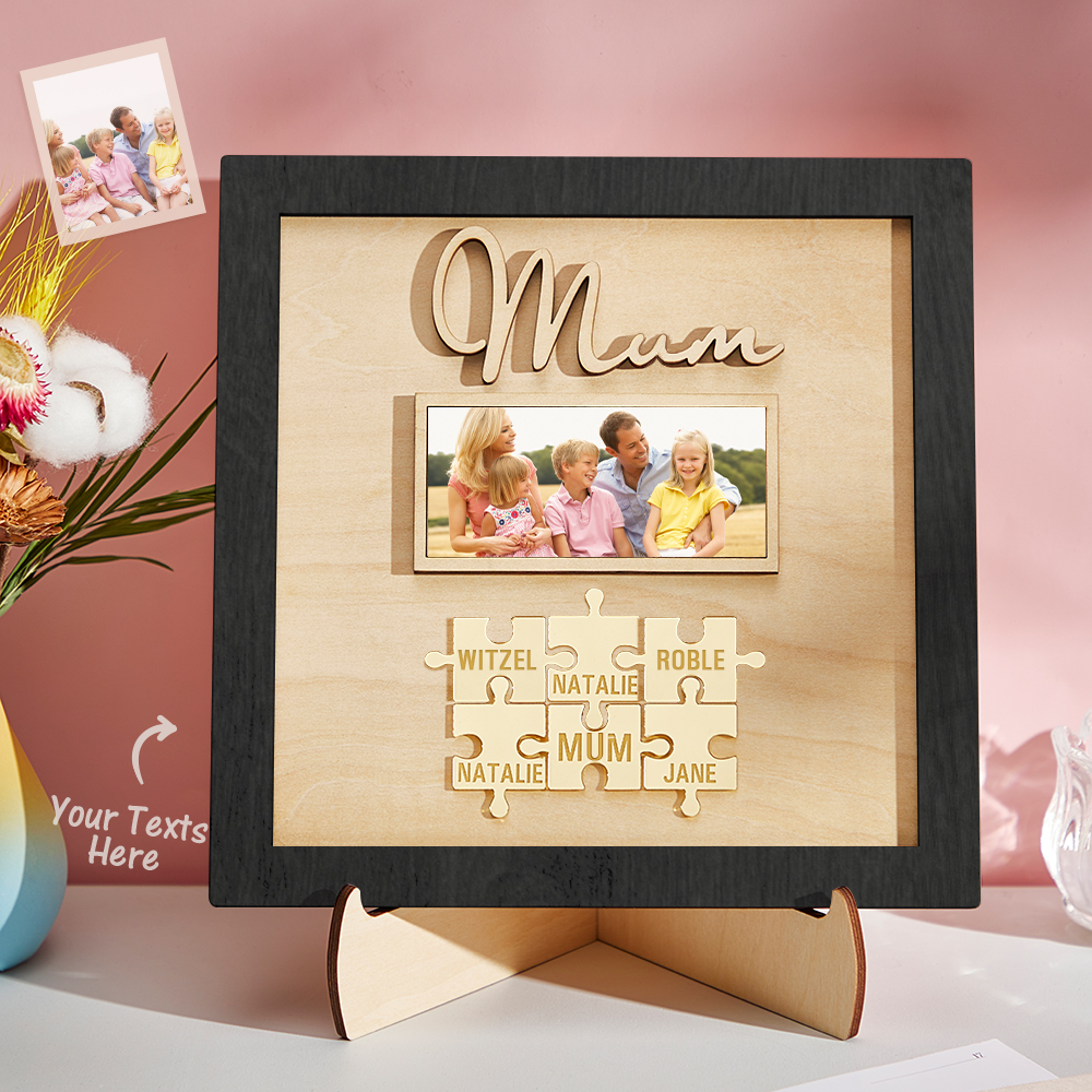 Custom Photo Engraved Ornament Mother's Day Puzzle Wooden Commemorate Gifts-Blongser