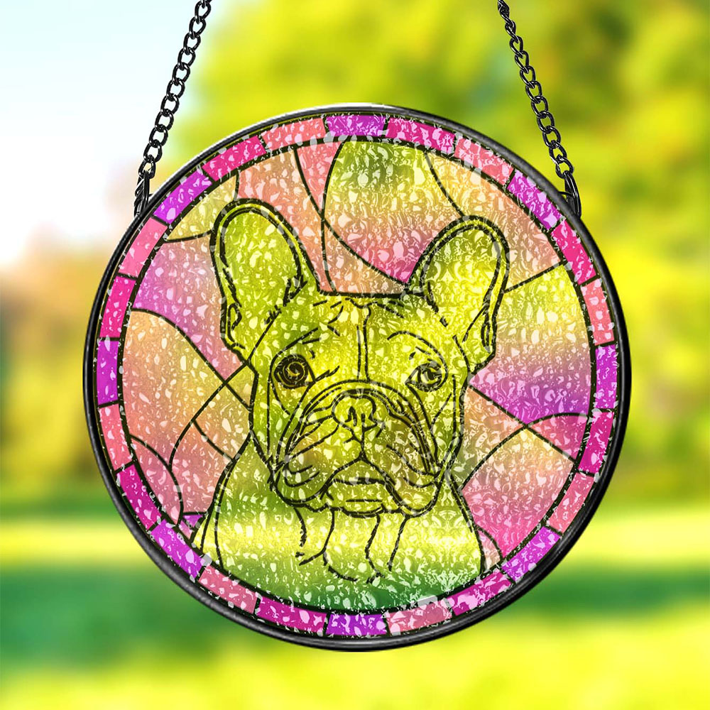 Personalized Pet Portrait Suncatcher Stained Glass Pet Ornament Remembrance Gifts for Pet Lovers-Blongser