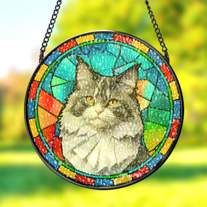 Custom Pet Stained Glass Suncatcher Pet Ornament Memorial Gifts for Pet Lovers-Blongser
