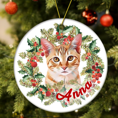 Personalized Pet Photo Christmas Ornament with Name Pet Ornament Gifts for Pet Lovers-Blongser