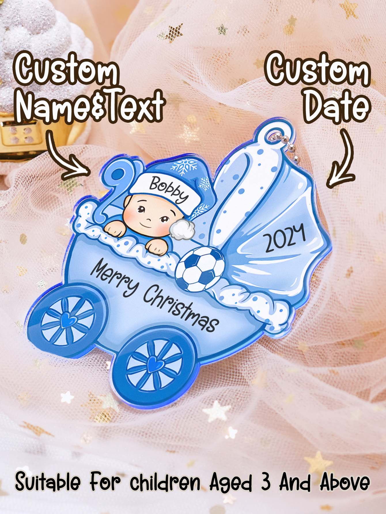 Personalized Baby's First Christmas Ornament Baby Carriage Ornament Gift for Baby-Blongser