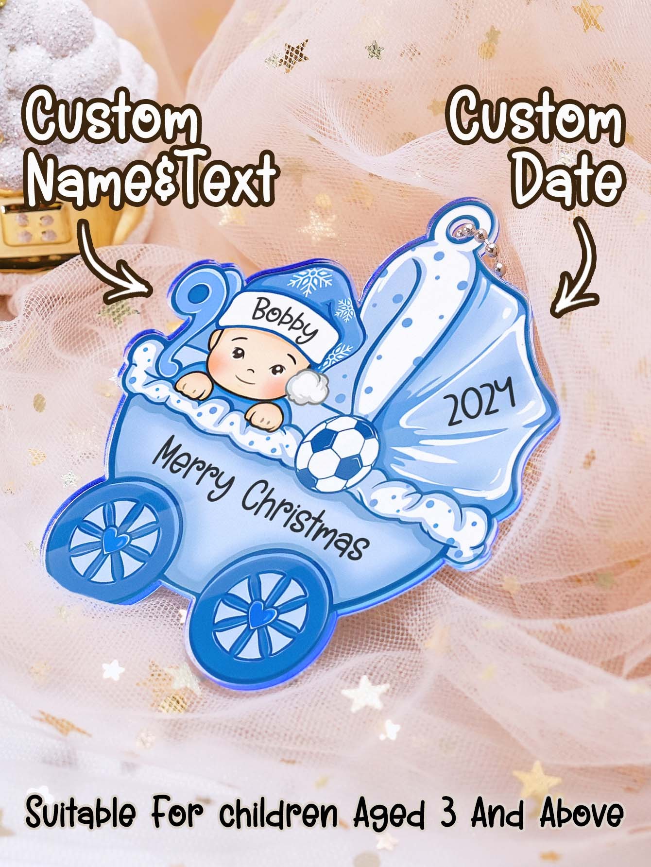 Personalized Baby's First Christmas Ornament Baby Carriage Ornament Gift for Baby-Blongser