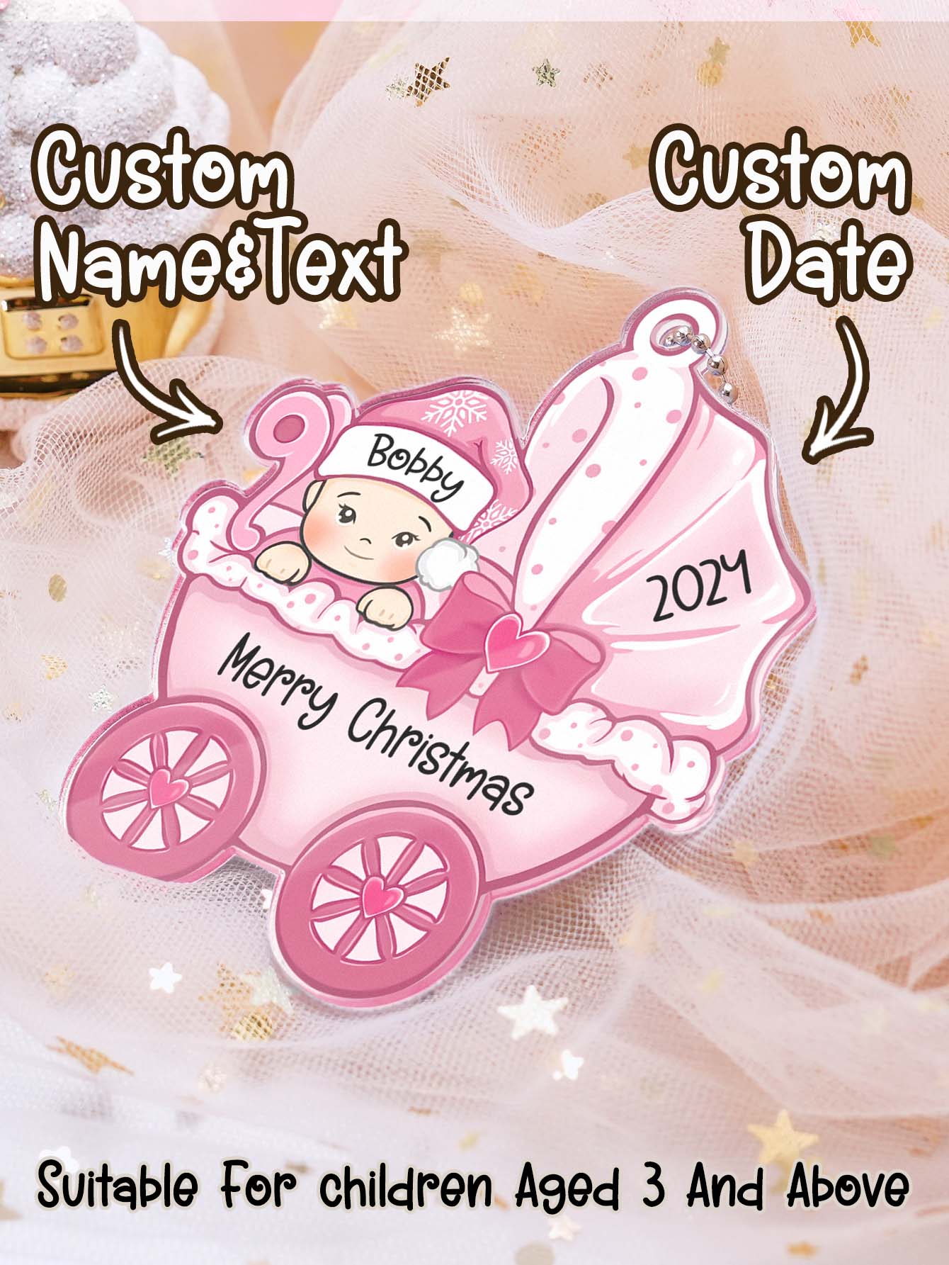 Personalized Baby's First Christmas Ornament Baby Carriage Ornament Gift for Baby-Blongser