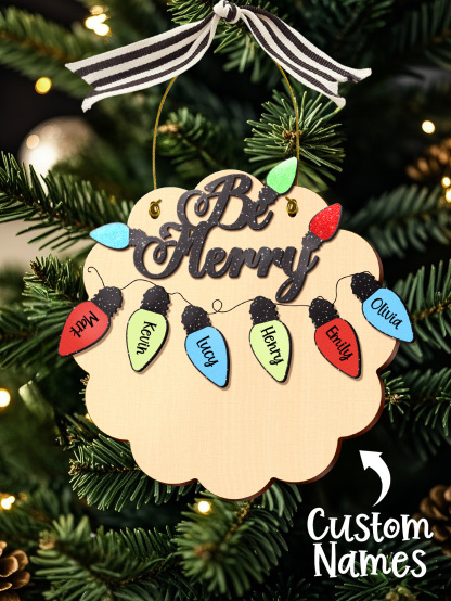 Personalized Family Christmas Ornament with Name Light Bulb Ornament Christmas Gift for Family-Blongser