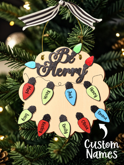 Personalized Family Christmas Ornament with Name Light Bulb Ornament Christmas Gift for Family-Blongser