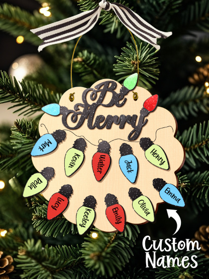 Personalized Family Christmas Ornament with Name Light Bulb Ornament Christmas Gift for Family-Blongser