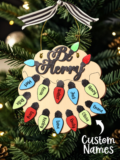 Personalized Family Christmas Ornament with Name Light Bulb Ornament Christmas Gift for Family-Blongser