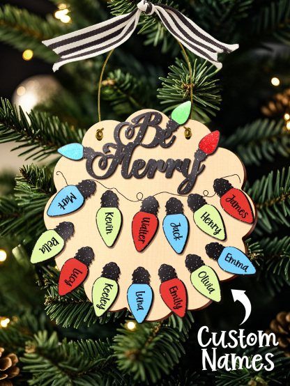 Personalized Family Christmas Ornament with Name Light Bulb Ornament Christmas Gift for Family-Blongser