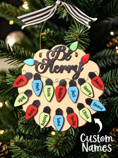 Personalized Family Christmas Ornament with Name Light Bulb Ornament Christmas Gift for Family-Blongser