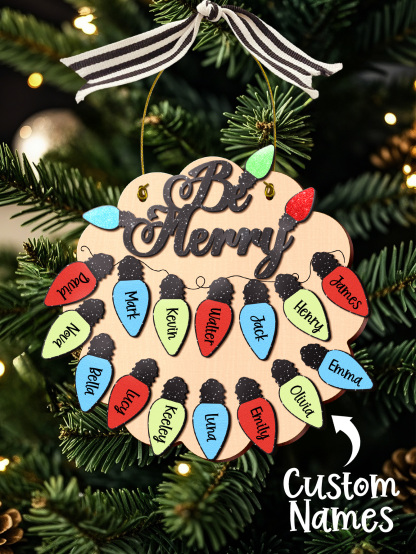 Personalized Family Christmas Ornament with Name Light Bulb Ornament Christmas Gift for Family-Blongser
