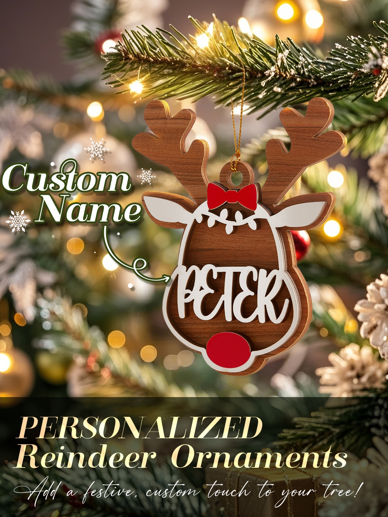 Personalized Reindeer Ornament with Name Christmas Tree Decorations Gift-Blongser