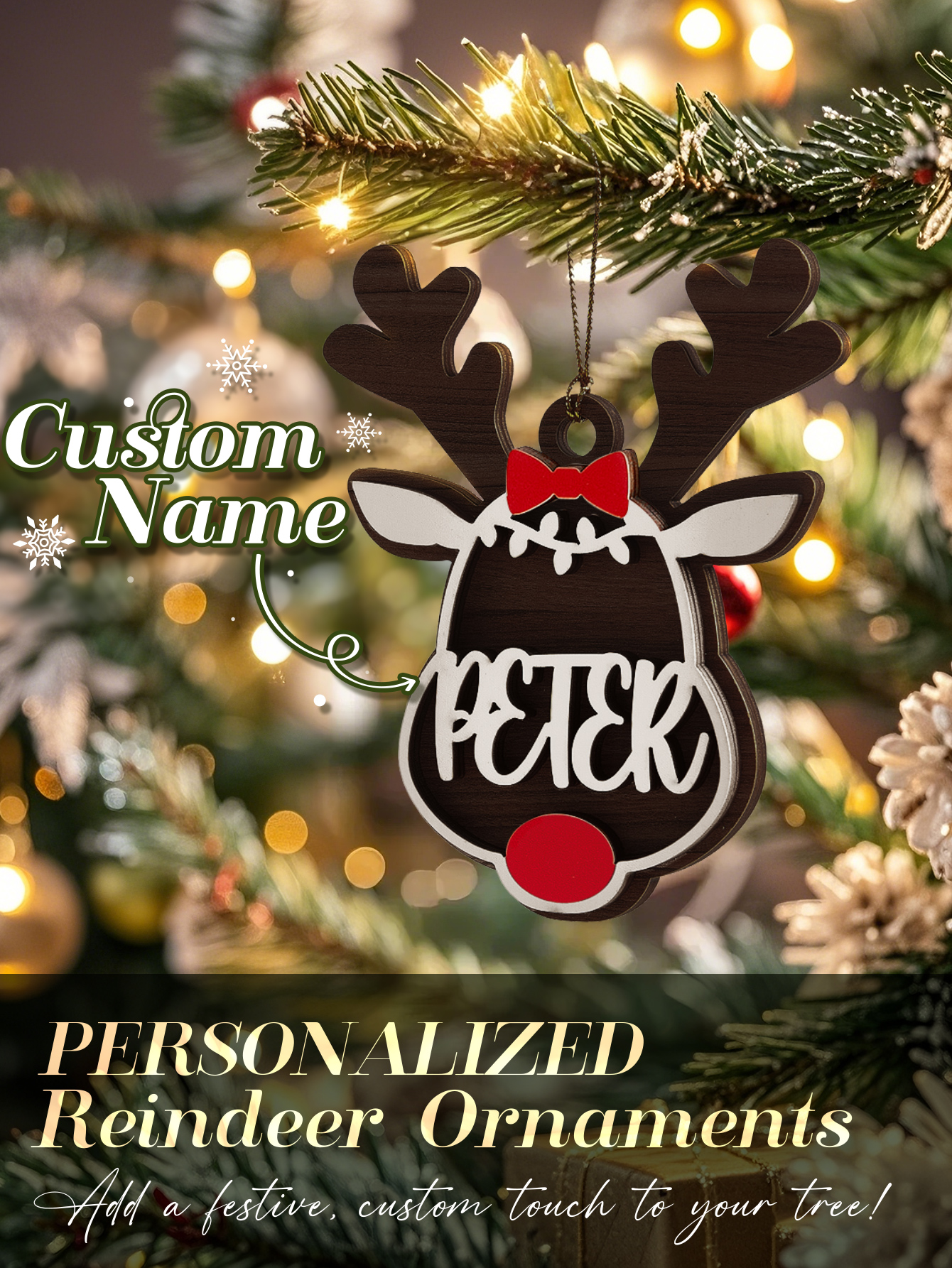 Personalized Reindeer Ornament with Name Christmas Tree Decorations Gift-Blongser