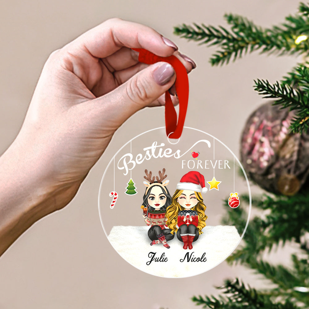 Besties Forever Custom Engraved Ornaments Christmas Tree Decoration Gifts for Firends-Blongser