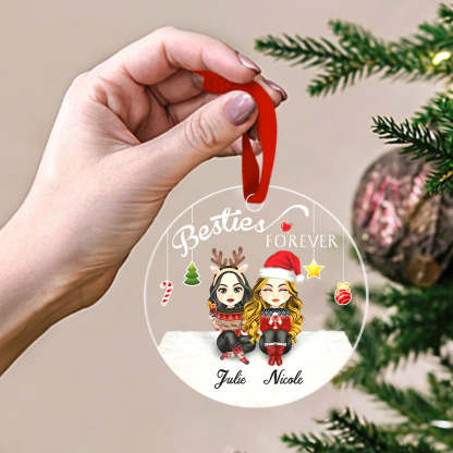 Besties Forever Custom Engraved Ornaments Christmas Tree Decoration Gifts for Firends-Blongser
