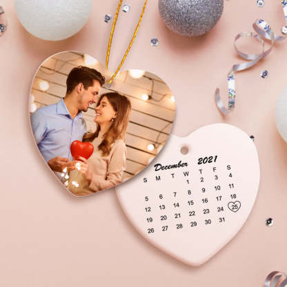 Custom Calendar Photo Heart Shaped Ceramics Ornament-Blongser