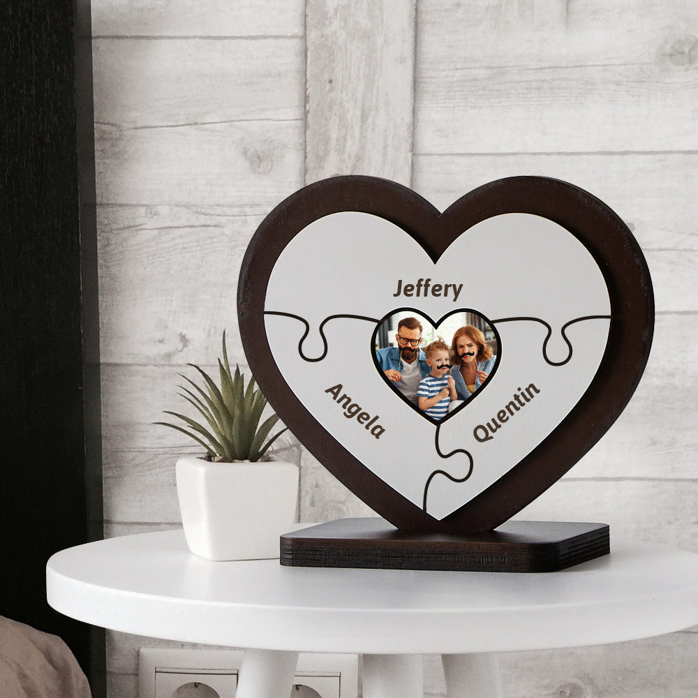 Personalised Name Heart Wooden Puzzle Ornaments Gifts for Mum-Blongser