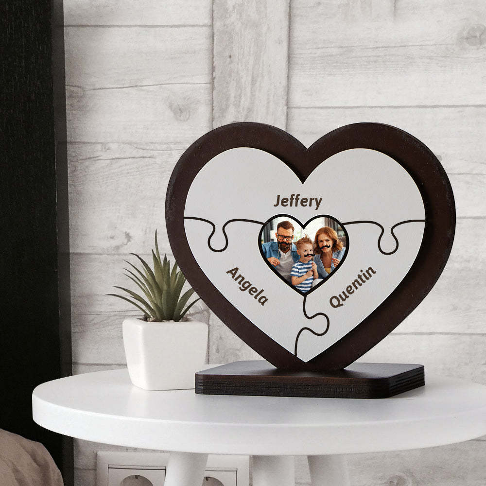 Personalised Name Heart Wooden Puzzle Ornaments Gifts for Mum-Blongser