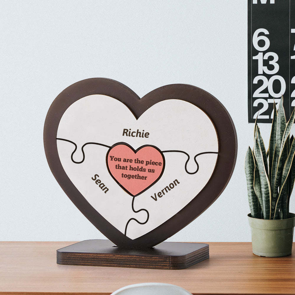 Personalised Name Heart Wooden Puzzle Ornaments Gifts for Mum-Blongser