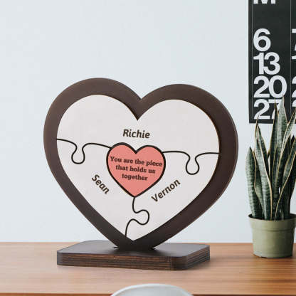 Personalised Name Heart Wooden Puzzle Ornaments Gifts for Mum-Blongser