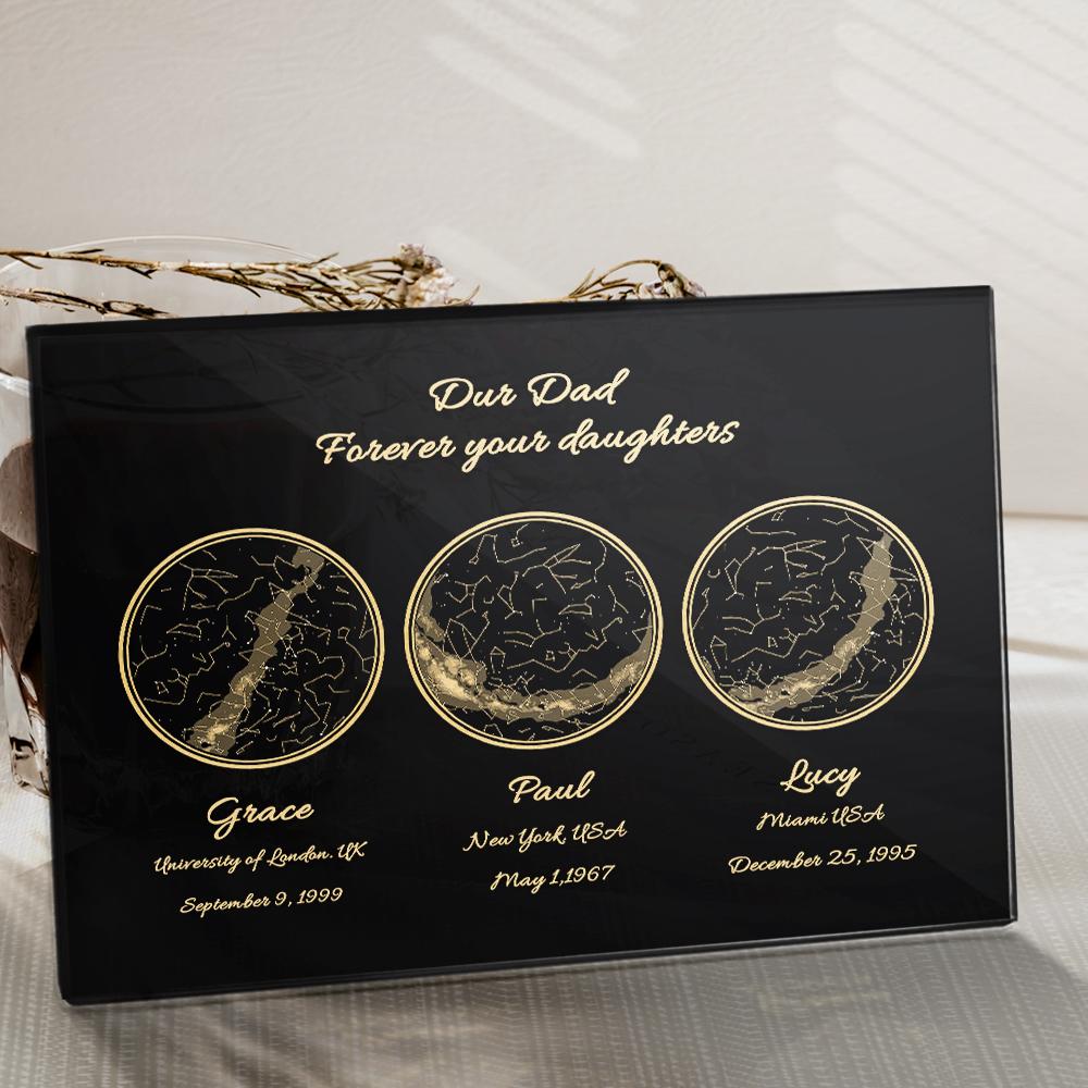 Personalized 3 locations Custom Night Sky Creative Gift Ideas for Dad-Blongser