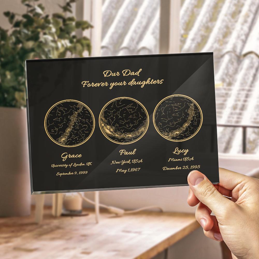 Personalized 3 locations Custom Night Sky Creative Gift Ideas for Dad-Blongser